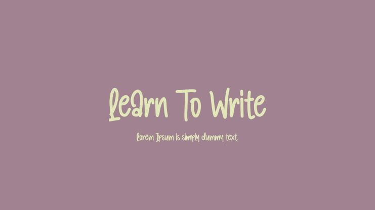 Learn To Write Font