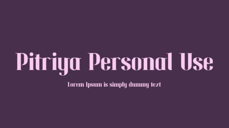 Pitriya Personal Use Font