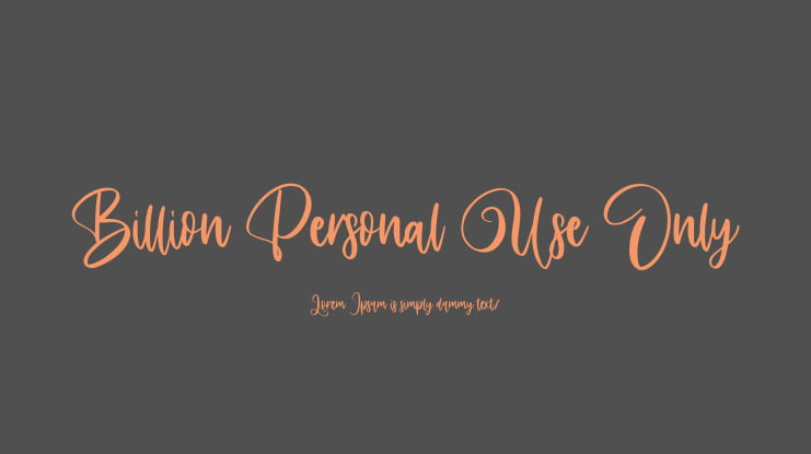Billion Personal Use Only Font