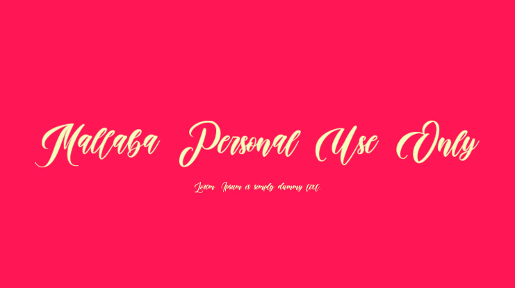 Mallaba Personal Use Only Font