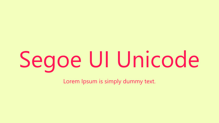 Segoe UI Unicode Font