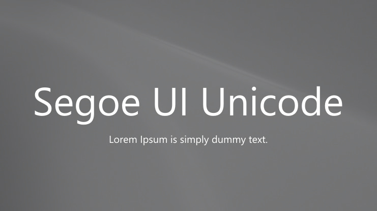 Segoe UI Unicode Font
