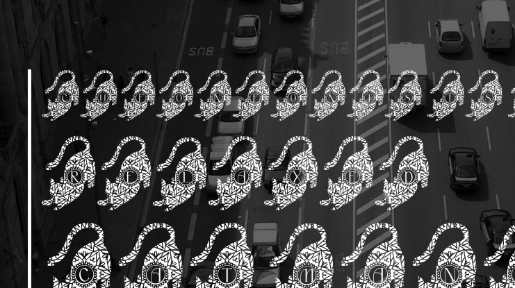 Relaxed Cat Mandala Monogram Font