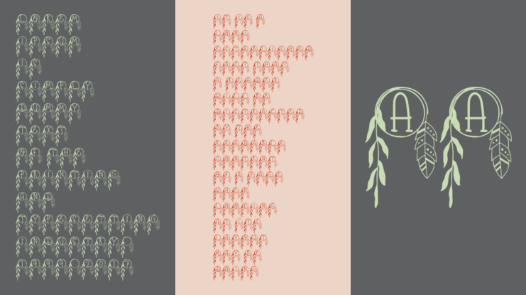 Crescent Leaf Boho Monogram Font