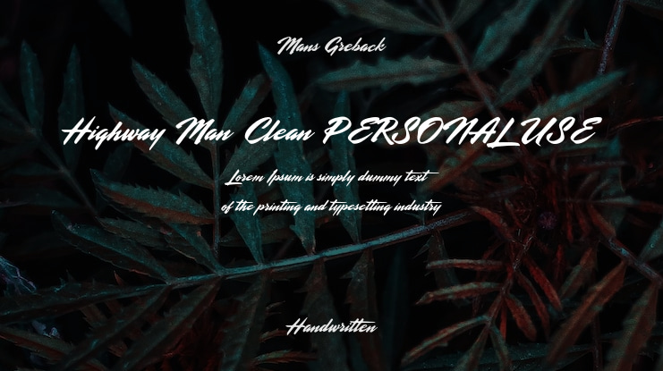 Highway Man Clean PERSONAL USE Font Family