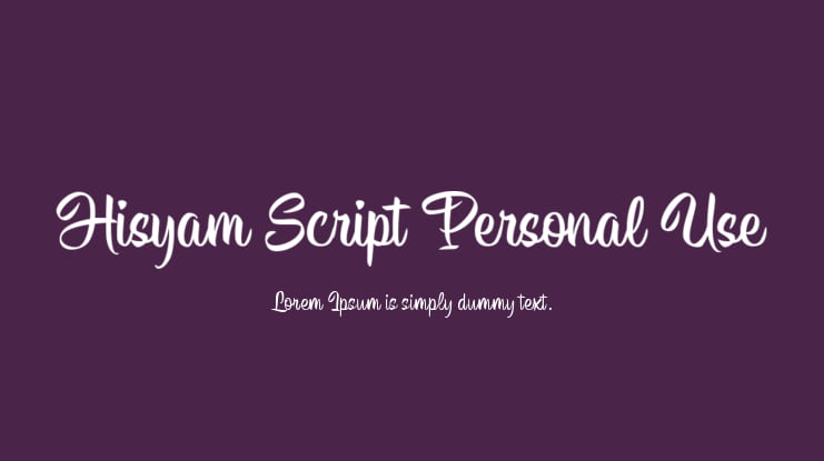 Hisyam Script Personal Use Font