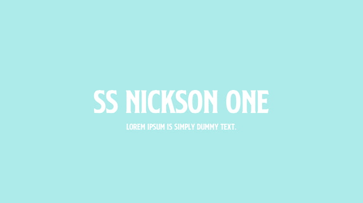 SS Nickson One Font
