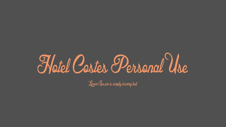 Hotel Costes Personal Use Font