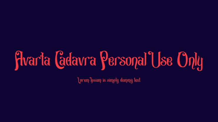 Avarta Cadavra Personal Use Only Font