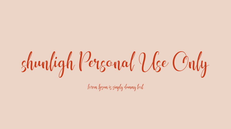 shunligh Personal Use Only Font