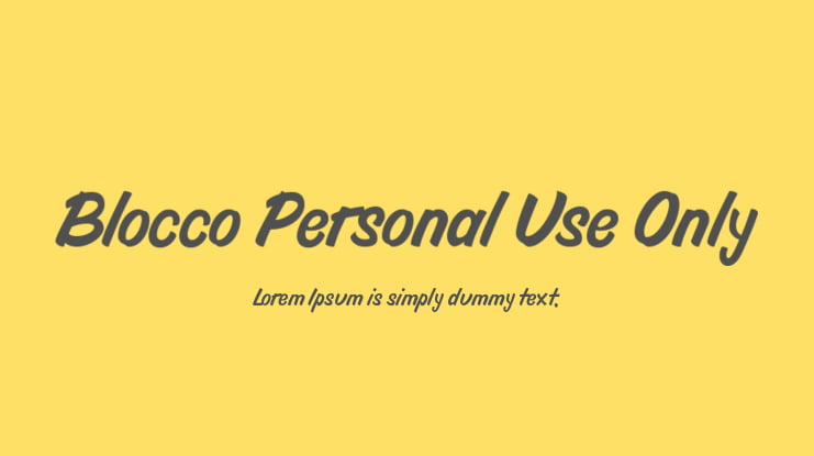 Blocco Personal Use Only Font