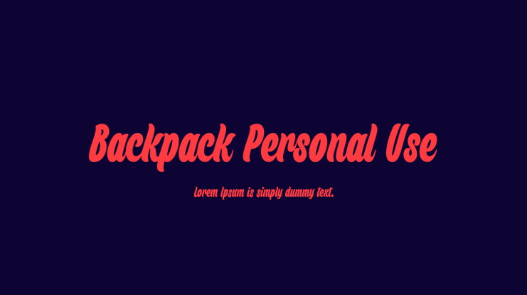 Backpack Personal Use Font