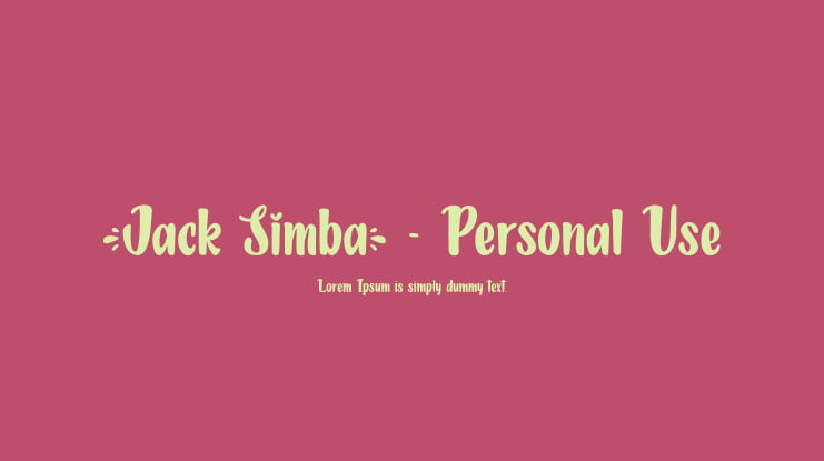 Jack Simba - Personal Use Font