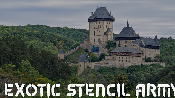 exotic stencil army Font